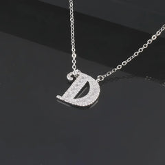 26 letter necklace female micro inlaid zircon copper clavicle chain DIY name pendant