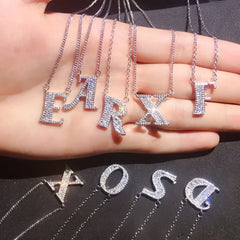 26 letter necklace female micro inlaid zircon copper clavicle chain DIY name pendant