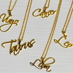 Personalized Privatecustom Gold Stainless Steel Zodiac Sign Necklaces