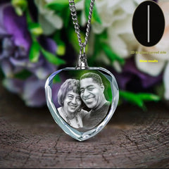 3D Laser Engraved Character Pet Photo Crystal Pendant - Heart shaped Medium - 7