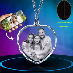 3D Laser Engraved Character Pet Photo Crystal Pendant - Heart shaped small size - 7