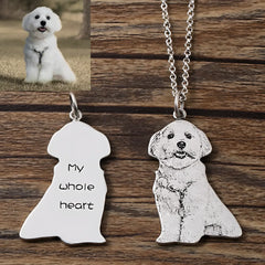 925 Silver Custom Cat And Dog Animal Photo Necklace - 7