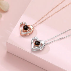 925 Silver Necklace Female Personality Projection Color Photo I Love You 100 Language Gifts - 7