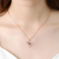 925 Silver Projection Color Photo Heart Necklace - 7