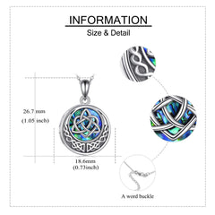 925 Sterling Silver Celtic Knot Photo Locket Necklace for Women - Silver - 5