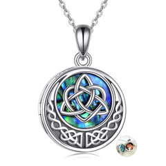 925 Sterling Silver Celtic Knot Photo Locket Necklace for Women - Silver - 5