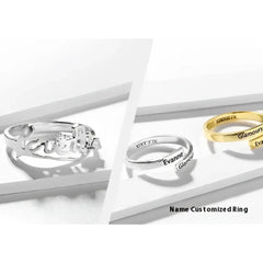 925 Sterling Silver Couple DIY Ring Name Letter Pattern Ornaments