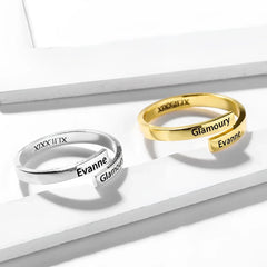 925 Sterling Silver Couple DIY Ring Name Letter Pattern Ornaments