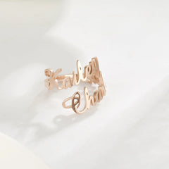 Adjustable Custom Name Stainless Steel Custom Ring - Rose Gold / A - 7