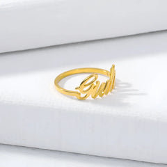 Adjustable Nameplate Ring Rose Gold Name Ring Ladies Gift Stainless Steel Signature Fashion Jewelry