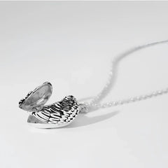 Angel Wings Sterling Silver Photo Pendant Necklace - Silver - 7