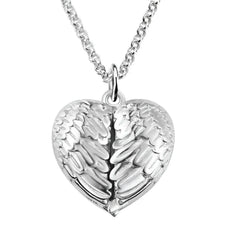 Angel Wings Sterling Silver Photo Pendant Necklace - Silver - 7