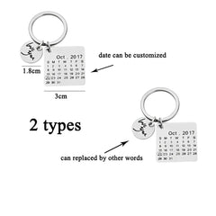Calendar Keychain Custom Gift Engraved Date Name Stainless Steel Key Ring Anniversary Birthday Gift - 7