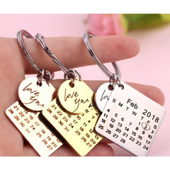 Calendar Keychain Custom Gift Engraved Date Name Stainless Steel Key Ring Anniversary Birthday Gift - 7