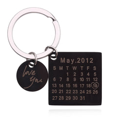 Calendar Keychain Custom Gift Engraved Date Name Stainless Steel Key Ring Anniversary Birthday Gift - 7