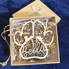 Creative Personalized Dog Name Pet Paw Christmas Decorations - 7