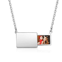 Creative Pull Out Photo Envelope Necklace - Silver - 7