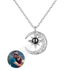 Projection Necklace Crescent Moon Pendant With Photo - 7