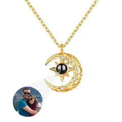 Projection Necklace Crescent Moon Pendant With Photo - 7