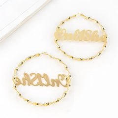 Cross-Border Hot Sale High-End Customized Name Letter Stainless Steel Ear Hoop Earrings European And American Fashion
