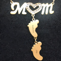 Cross Border New Personalized English Name Mother’S Day Family Stainless Steel Foot Plate And Diamond Necklace - 7