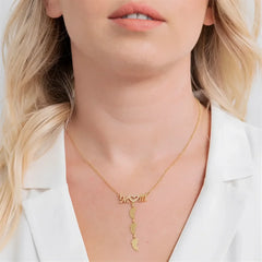 Cross Border New Personalized English Name Mother’S Day Family Stainless Steel Foot Plate And Diamond Necklace - 7