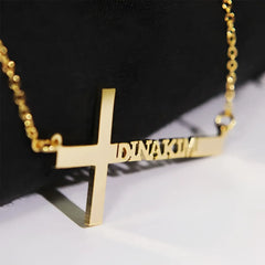 Cross Necklace Personalized Name Stainless Steel Clavicle Necklace - 7