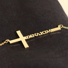 Cross Necklace Personalized Name Stainless Steel Clavicle Necklace - 7