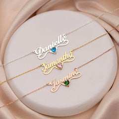 Crystal Personalized Name Necklace Stainless Steel - 7