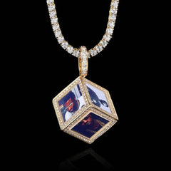 Cube Memory Photo Pendant Frame Necklace - 7