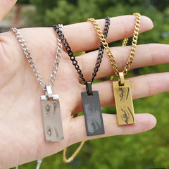 Custom Eyes Photo Necklace Stainless Stee Customized Engrave Eye Necklaces Personalized Picture Name Necklace For Women