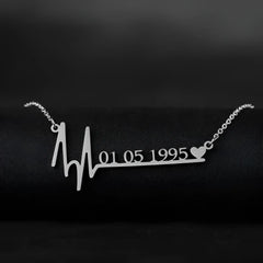 Custom heartbeat name necklace - Silver - 7
