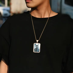 Custom Made Photo Squar Medallions Necklace - 7