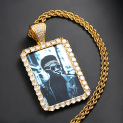 Custom Made Photo Squar Medallions Necklace - 7