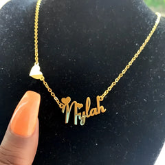 Custom Name Necklace With Heart Butterfly Personlized Namepl - 7