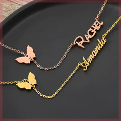 Custom Name Necklace With Heart Butterfly Personlized Namepl - 7