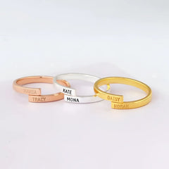 Custom Name Ring Gold Plated Couple - 7