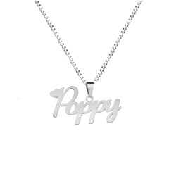 Custom Name Custom Stainless Steel Necklace 18K Gilded Letters - Platinum - 7