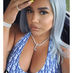 Custom silver tennis personalized name choker initial letter pendant necklace