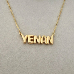 Customized Bubble Name Necklace Fashionable Mini 3D Letter Necklace - Gold - 7