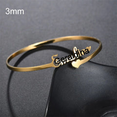 Customized Name Bracelet Personalized Custom Bangles Stainless Steel Jewelry - A / Silver / 10mm