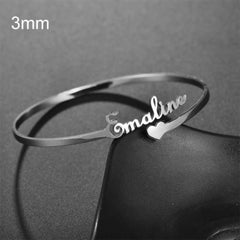 Customized Name Bracelet Personalized Custom Bangles Stainless Steel Jewelry - A / Silver / 10mm