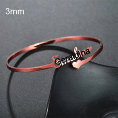 Customized Name Bracelet Personalized Custom Bangles Stainless Steel Jewelry - A / Silver / 10mm