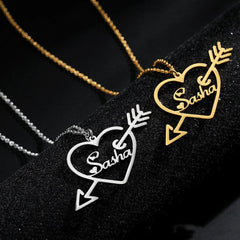 Customized One Arrow Piercing Name Necklace - 7