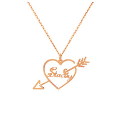 Customized One Arrow Piercing Name Necklace - Rose gold - 7