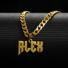 Customized Stainless Steel Name Pendant Necklace - Gold - 7