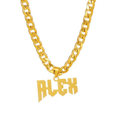 Customized Stainless Steel Name Pendant Necklace - Gold - 7