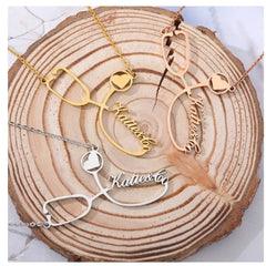 Customized Stainless Steel Stethoscope Name Necklace for Women Jewelry Gift - Necklace