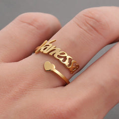 Customized Titanium Steel Name Ring With Stainless Steel Letters - 7
