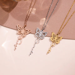 December Birthday Butterfly Name Necklace Titanium Steel Non Fading Collarbone Chain - 7